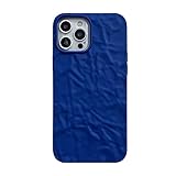 Cutecasee Compatible with iPhone Case for Women/Girls, Cute 7D Pleats Skin Soft Silicone Anti-Scratch Shockproof Fall Protection Phone Case for iPhone 12, Klein Blue