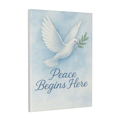 Peace Begins Here Soaring Dove 16x20 Inch Canvas Wall Art - Verti...