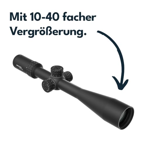 Vector Optics Sentinel-X Pro 10-40x50 SFP Illuminated COM-25M 1/8 MOA 30mm Zero Stop Benchrest Rifle Scope with Flip-Up Lens Caps and Long Sunshade - Image 6