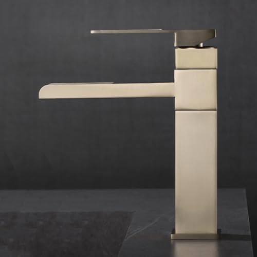 Grifo cascada negro para lavabo monomando que evita salpicaduras en el baño 4