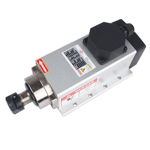 RATTMMOTOR 2.2KW Spindle Motor 220V Square Air Cooled Spindle Motor ER20, 24000RPM High Speed Spindle Motor 4 Bearings 3-Phase 6A 400Hz for CNC Router Engraver Milling Cutting Machine