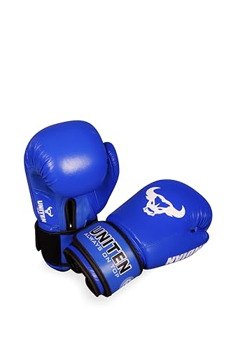 Image of Indian Amateur Boxing Gloves | Leather Gloves | Unisex Boxing Gloves (Blue, 8 OZ)