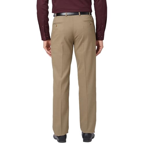 Image of Park Avenue Men's Mid Rise Regular Fit Polyviscose Blend Checks Pattern Flat Front Formal Trouser