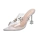 Sandales et Pantoufles Transparentes décoratives de Talon Haut de PVC de Petite Fleur de Mode de Dames Sandales à Lacets Cheville
