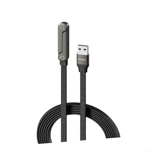 HOHOVYVY Cable de carga rápida de 240 W con soporte para teléfono móvil integrado, 1,5 m, zinc trenzado y carcasa de aluminio, compatible con smartphones y tabletas para oficina y hogar (65 W A-C)