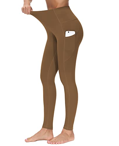 Image of THE GYM PEOPLE Thick High Waist Yoga Pants with Pockets, Tummy Control Workout Running Yoga Leggings for Women