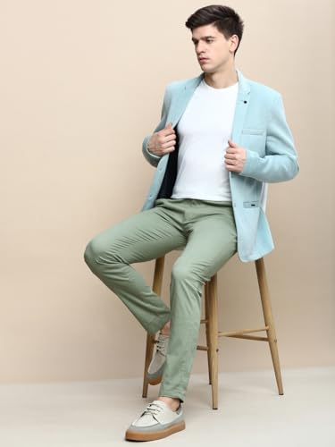 Image of SHOWOFFFF Men Solid Single Breasted Party Blazer | Notched Lapel Full Sleeves Cotton Blazer's for Mens | Slim Fit Regular Length Blazers for Men's