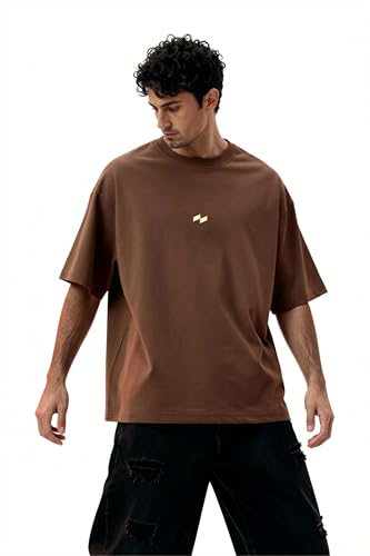 Image of Men's Relaxed Fit Cotton T-Shirt | Half Sleeve | 190 GSM | Drop Shoulder | Crew Neck | White | Null Print | Pre-Shrunk & Bio-Washed