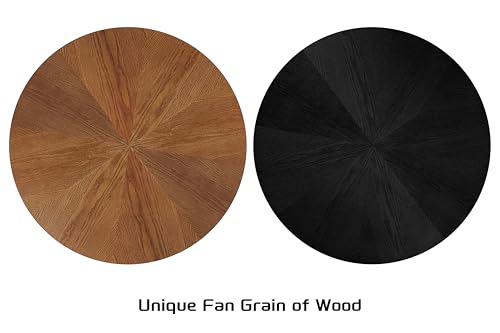 Image of Solid Wood Round Dining Table for 4-6, Wooden Intersecting Pedestal Base, Rustic Round Dining Room Table for Home Dining Room, Kitchen, Living Room