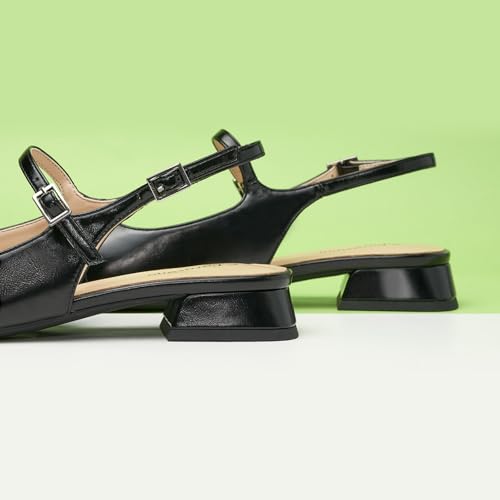 Image of C.Paravano Women's Square Toe Slingback Block Heel Sandals