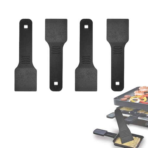 Rascador de raclette, espátula de raclette, deslizador de raclette, 4 espátulas para raclette, utensilios de cocina para sartenes antiadherentes, queso, parrillas, gourmet, sartenes, fondue