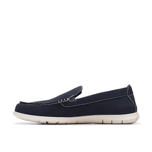 Clarks Collection Men's Flexway Step Moccasin, Navy Suede, 11 Wide US by Clarks - Image 3