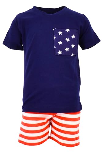 Boys 2pc Shorts Set Outfit Short Sleeve Shirt with Classic Applique Print and Shorts