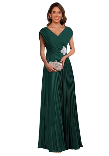 Noras Pleated Cap Sleeves Maxi Mother of Bride Dresses for Wedding Appliques Formal Evening Dress NO304