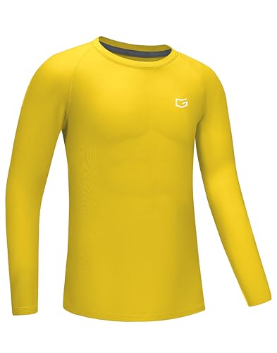 G Gradual Boys Youth Compression Shirt Long Sleeve Football Baseball Undershirt Quick Dry Sports Base Layer for Boy(Yellow,M)