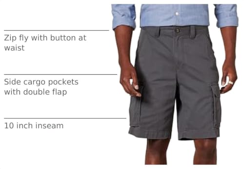 Image of Amazon Essentials Men's 10 inch Classic-Fit Cotton Twill Cargo Shorts, Multiple Pockets (Available in Big & Tall)