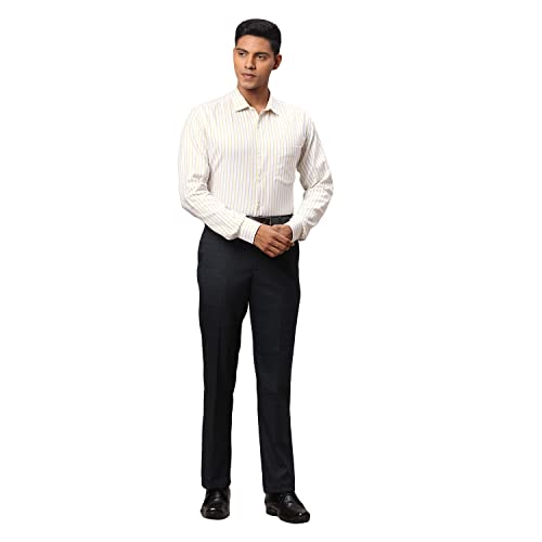 Image of Park Avenue Men's Polyester Blend Checks Pattern Smart Fit Flat Front Formal Trouser