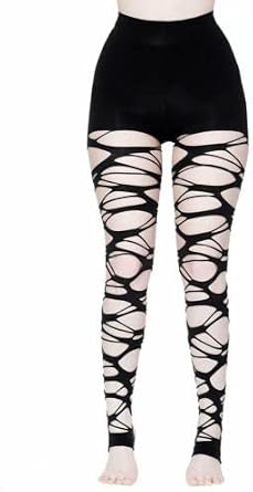 Killstar Carved Up Slashed Punk Goth Sexy Ripped Stockings Tights Black