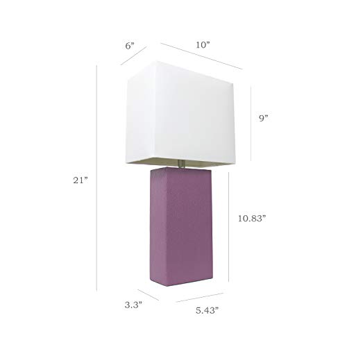 image for Elegant Designs LC2000-PRP-2PK Modern Leather White Fabric Shade Table