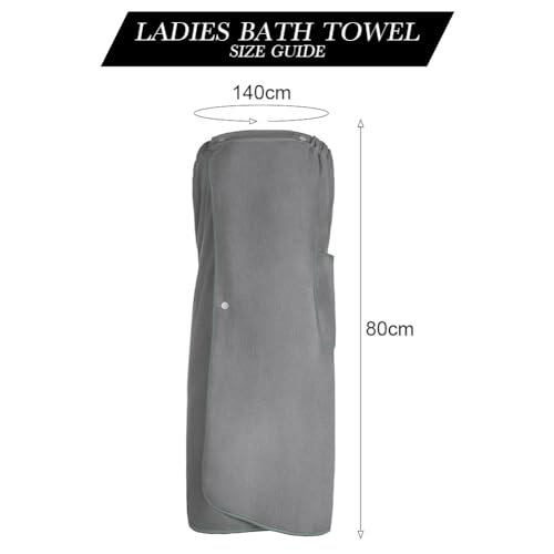 Aomig Women's Quick Dry Microfibre Body Wrap Towel Robe with Adjustable Snap Closure (80x140CM)