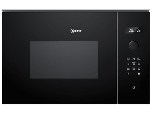 Neff N 50, HLAWD53K0, forno a microonde da incasso, 59 x 38 cm, Easy Clean per una pulizia rapida, display LED, 1 pulsante touch, programmi automatici, illuminazione interna a LED, piatto girevole da