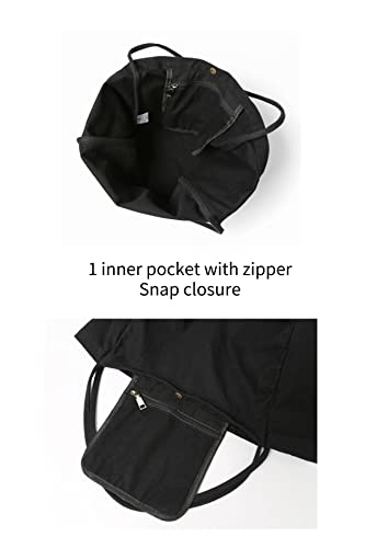 Image of Jeelow Large Striped Or Patterned Canvas Tote Bag for Women Men Shoulder Handbag with Zipper Pocket Travel