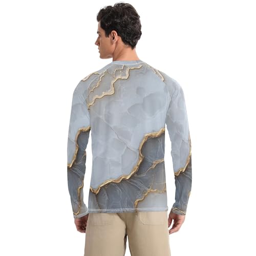 Marble White White Men's Swim Shirts UPF 50+ Lightweight Round Neck UV Sun Protection Hiking2