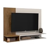 Painel Para TV 50 Polegadas Suspenso Com Prateleira Nicho Milao - Quality Móveis (OffWhite/Nature)