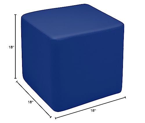 Image of Sprogs 18 inch H Structured Cube Stool -Flexible Modular Collaborative Soft Seating for Office, Home, Lounge and School Classrooms with Durable Frame -Blue