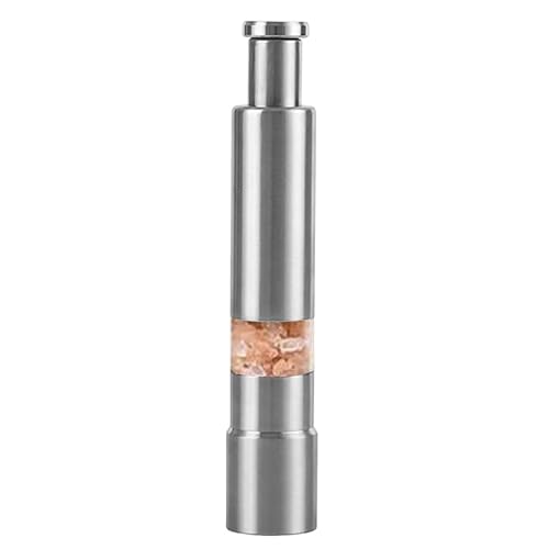 Molinillos de sal y pimienta - Molinillo manual de acero inoxidable, Molinillo de sal y pimienta con botón | Molinillo de sal y pimienta con una sola mano, juego de molinillo de pimienta de 1 pieza/2