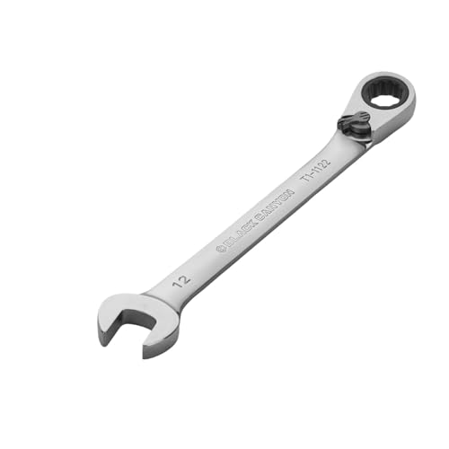 Image of BLACK CANYON 12 mm Ratchet Combination Wrench, 12-Point Box End & Hex Opening, Polished Steel Ratcheting Wrench with SAE & Metric Sizes
