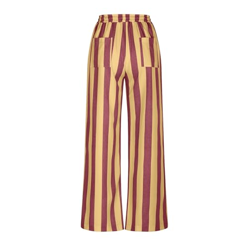 Women's Wide Leg Palazzo Pants, Striped Pattern, Low Waist with Pockets, Multiple Colors4