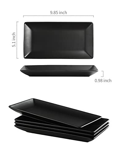 Gomakren Black Serving Platter Set Of 4 Porcelain Serving Plates Rectangular Serving Dishes And Platters Serving Trays For Party Food Appetizer Salads Sushi, 10 Inches Black Serveware Gifts #TOP5