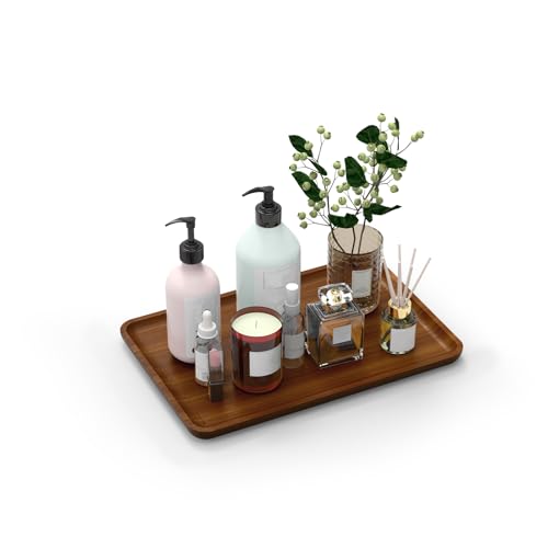 XZHXFX Bamboo Vanity Tray, Decorative Tray for Counter, Coffee Table, Kitchen, Bedroom (Small)