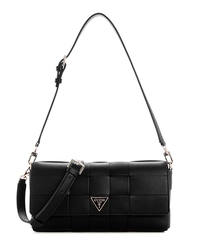 GUESS Bolsa de ombro Maylee com aba, Preto, One Size