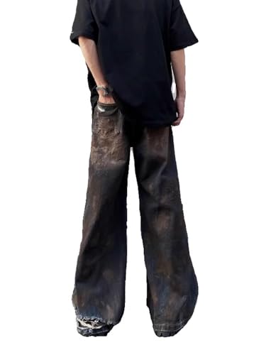 Men's American Retro Drawstring Denim Jeans Straight Leg Pants2