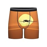 LHFIOHIRG Herren-Boxershorts, bedruckt mit Flugzeug bei Sonnenuntergang, Stretch, Herren-Unterhose, Flugzeug bei Sonnenuntergang, L