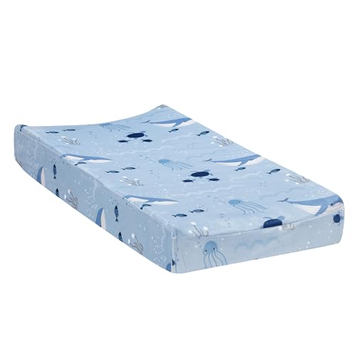 Image of Lambs & Ivy Bubbles and Squirt Underwater Whale/Fish Soft Changing Pad Cover