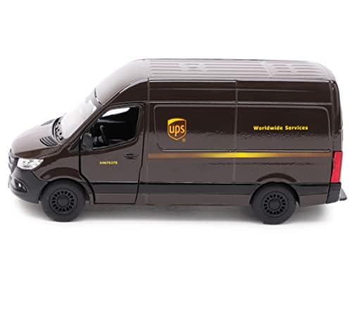 Toyland® 12cm Pull Back & Go Die Cast UPS Van With Open & Close Doors - Toy Vehicles - 1:48 Scale