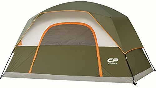CAMPROS CP Tent 8 Person Camping-Tents, Waterproof Windproof Family Dome Tent with Top Rainfly, Large Mesh Windows, Double Layer, Easy Set Up, Portable with Carry Bag - Olive