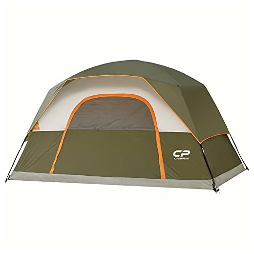 CAMPROS CP Tent 8 Person Camping-Tents, Waterproof Windproof Family Dome Tent with Top Rainfly, Large Mesh Windows, Double Layer, Easy Set Up, Portable with Carry Bag - Olive