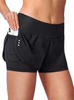 Blooshow Sport Shorts Damen Sommer Sporthose Damen Kurz Hose 2 in 1 Laufshorts Schnelltrocknend Running Gym Training Fitness Yoga Jogging Shorts mit Taschen (Schwarz, M)