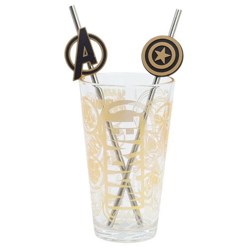 Marvel Verre avec pailles Logo & Avengers 485 ml