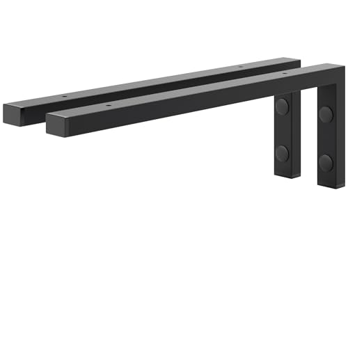 HOLZBRINK Escuadras para estanterías 45x15 cm HLA-B (2 uds.) | Escuadras metalicas para encimera de lavabo baño, soportes estanterías | Color: Negro