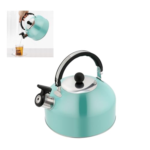 Bollitore per tè con Fischio Teiera a Fondo Piatto in Acciaio Inossidabile 3l Grande capacità per Piano Cottura a Induzione
