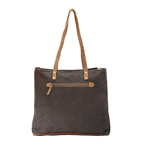 Myra Bag Sunburned Upcycled Canvas & Cowhide Tote Bag S-14684