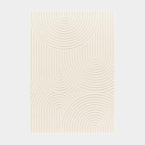 BALTA Tapis de Salon en Relief - Circle - Courbe écru et crème (120 x 170 cm) Cocoon 59602-066