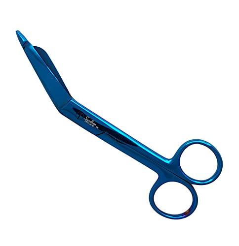 Lister Bandage Scissors with Blunt Angled Blade for EMT, Nurses & Vets | Bandage Blue Scissors 14cm
