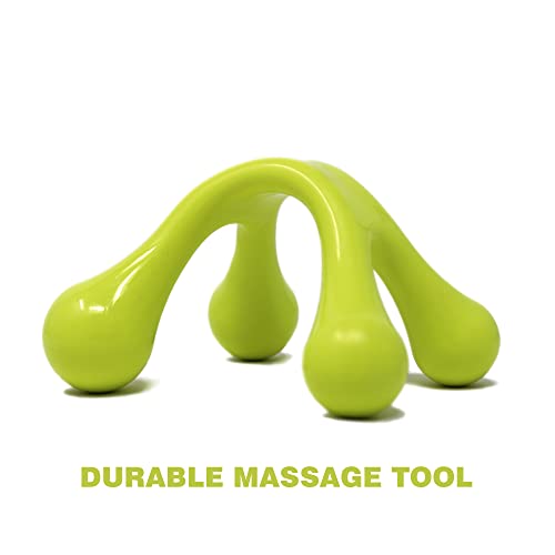 Rilextec Four Point Manual Massage Tools, Small Handheld Massager Tools For Women And Men, Portable Palm Shaped Mini Massager Tool For Back Neck Arm Shoulder Calf Thigh Leg, Chartreuse #TOP2