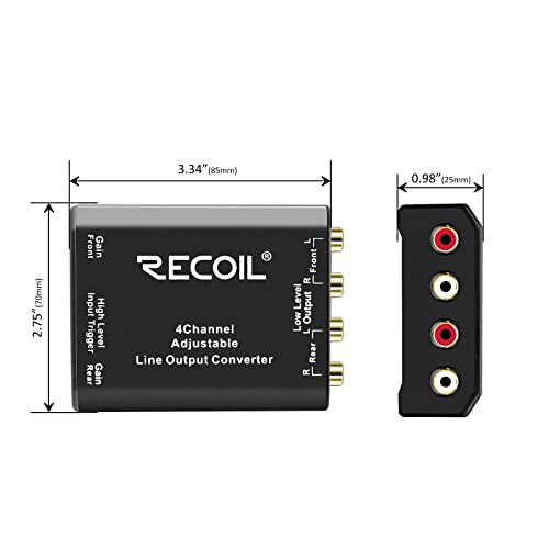 Recoil LOC4 Four Channel Speaker Cable to RCA Adjustable Line Output Converter with Remote Turn On